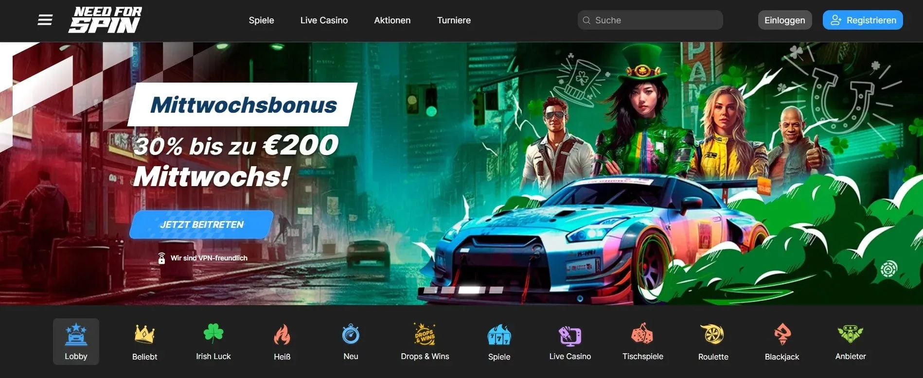 Need for Spin Casino Startseite